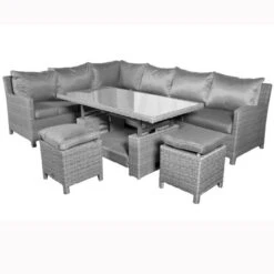 Paris Grey Rattan Deluxe Modular Corner Dining Set 7 Piece -GardenChic Elegant Shop paradjmod3