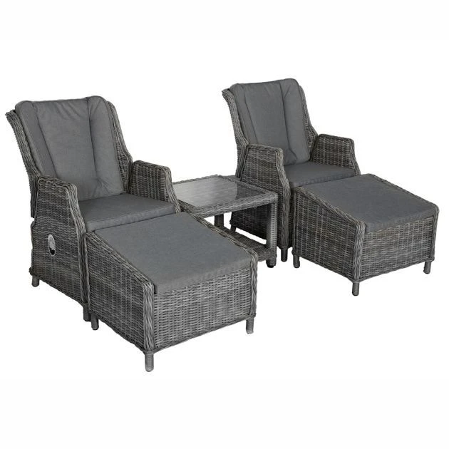 Paris Grey Rattan High Back Recliner Comfort Set 2 Seater 8 Paris Grey Rattan High Back Recliner Comfort Set 2 Seater - Image 6