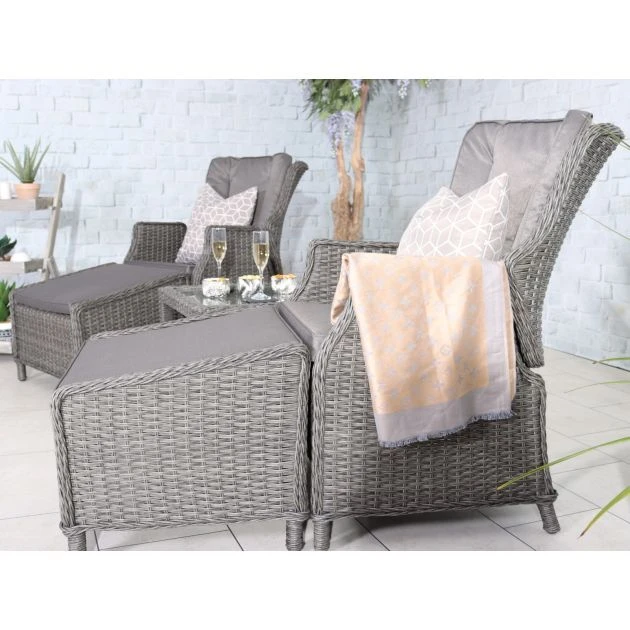 Paris Grey Rattan High Back Recliner Comfort Set 2 Seater 7 Paris Grey Rattan High Back Recliner Comfort Set 2 Seater - Image 5