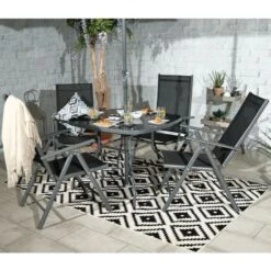 Rio Recliner Dining Set With Parasol 4 Seater -GardenChic Elegant Shop rio 04 lifestyle 4