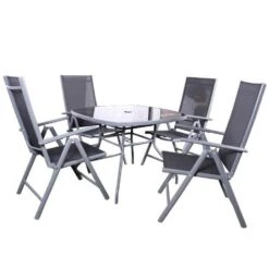 Rio Recliner Dining Set With Parasol 4 Seater -GardenChic Elegant Shop rio 04 set 2