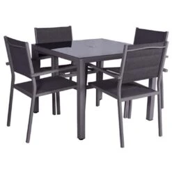 Sorrento Padded Dining Set With Parasol 4 Seater -GardenChic Elegant Shop sor 01