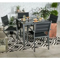 Sorrento Padded Dining Set With Parasol 4 Seater -GardenChic Elegant Shop sor 01 lifestyle rc 9