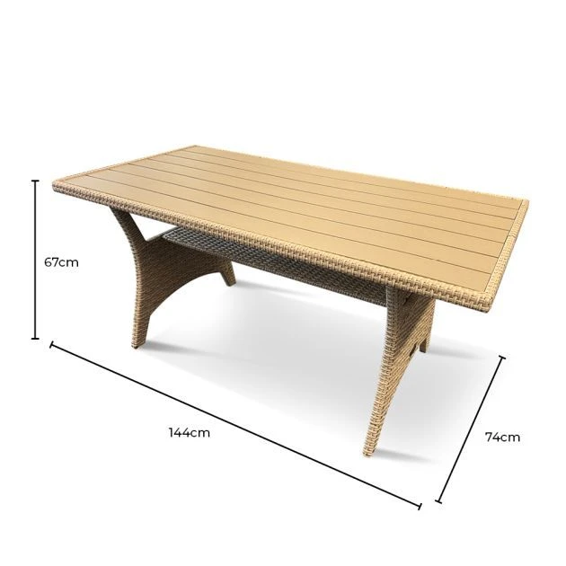 Albany Rectangular Rattan Polywood Dining Table Oatmeal 4 Albany Rectangular Rattan Polywood Dining Table Oatmeal - Image 2