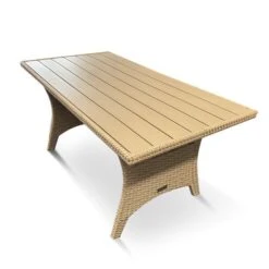 Albany Rectangular Rattan Polywood Dining Table Oatmeal 8 Albany Rectangular Rattan Polywood Dining Table Oatmeal -GardenChic Elegant Shop table 2