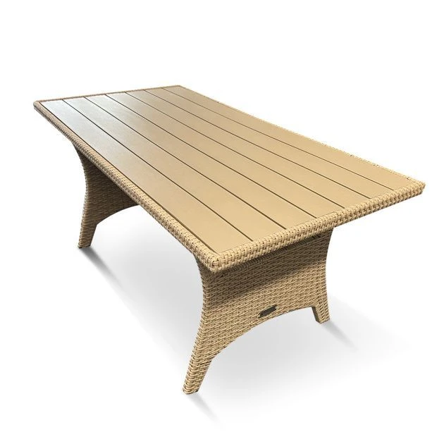 Albany Rectangular Rattan Polywood Dining Table Oatmeal 5 Albany Rectangular Rattan Polywood Dining Table Oatmeal - Image 3