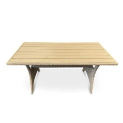 Albany Rectangular Rattan Polywood Dining Table Oatmeal 9 Albany Rectangular Rattan Polywood Dining Table Oatmeal -GardenChic Elegant Shop table 3