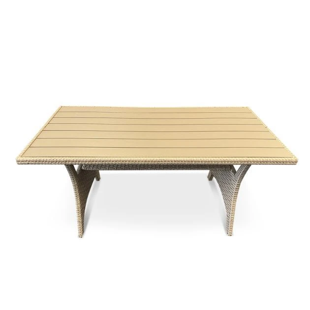 Albany Rectangular Rattan Polywood Dining Table Oatmeal 6 Albany Rectangular Rattan Polywood Dining Table Oatmeal - Image 4