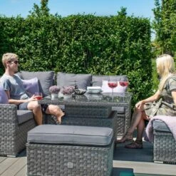 Maze Victoria Corner Bench Set With Rising Table -GardenChic Elegant Shop victoria square corner dining set 1108