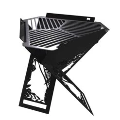 Wave Wild Grill Leaf BBQ Fire Pit Black
